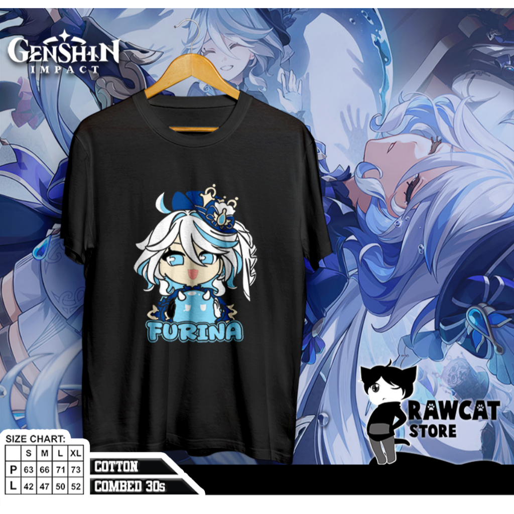 เสื้อยืด GENSHIN IMPACT GAME - FURINA - เสื้อยืดสีดํา