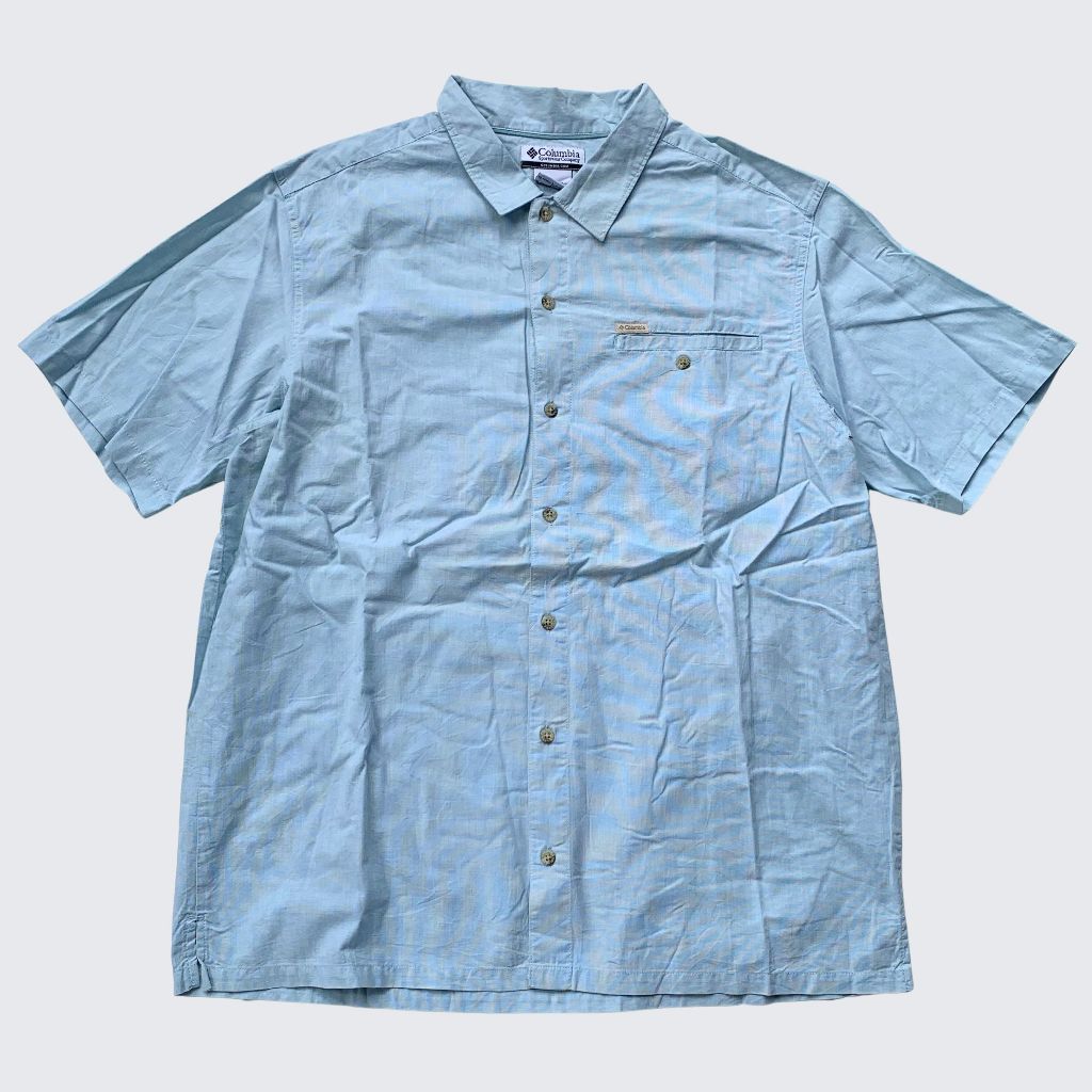 Blue Sky 2000s Columbia Sportswear Company เสื้อเชิ้ตแขนสั้นกลางแจ้ง - Unisex - XL