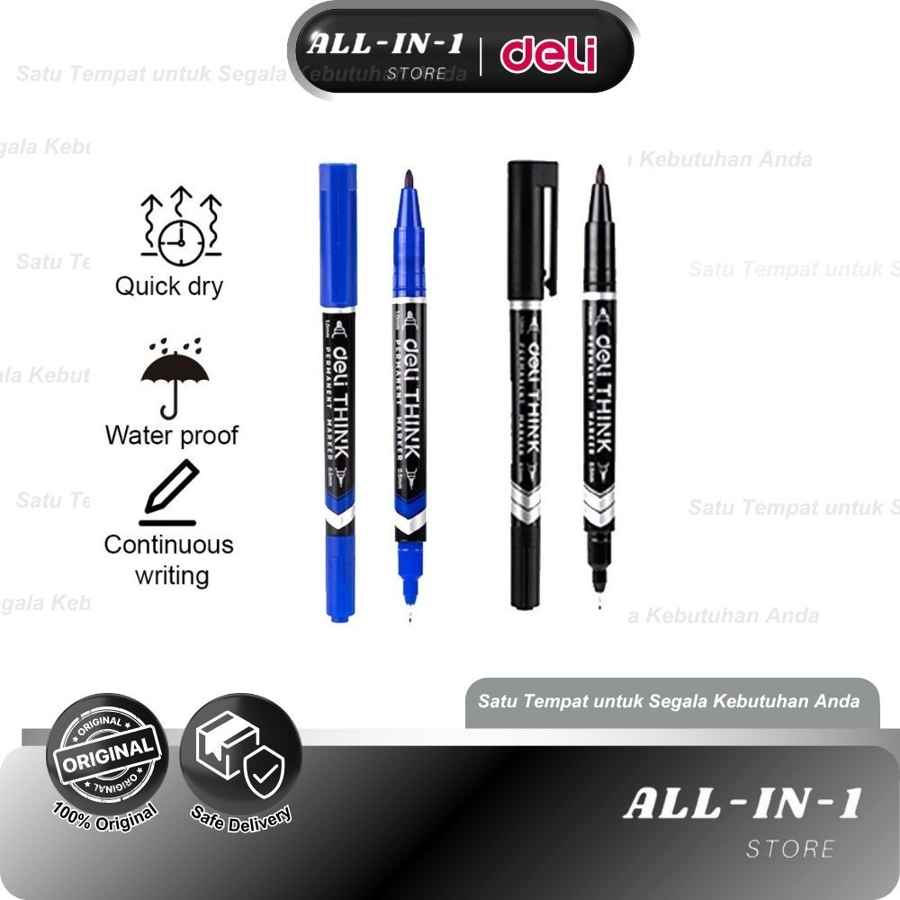 Deli Permanent Marker EU211-BK, EU211-BL Strong Ink Quick Dry