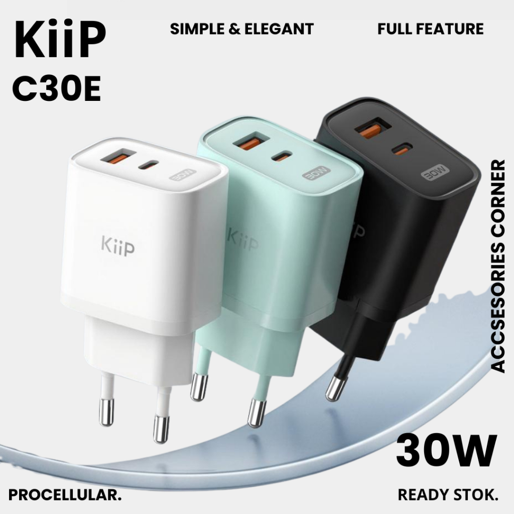 KiIP C30E หัวชาร์จ GaN Adaptor 30W Dual Port Fast Charging