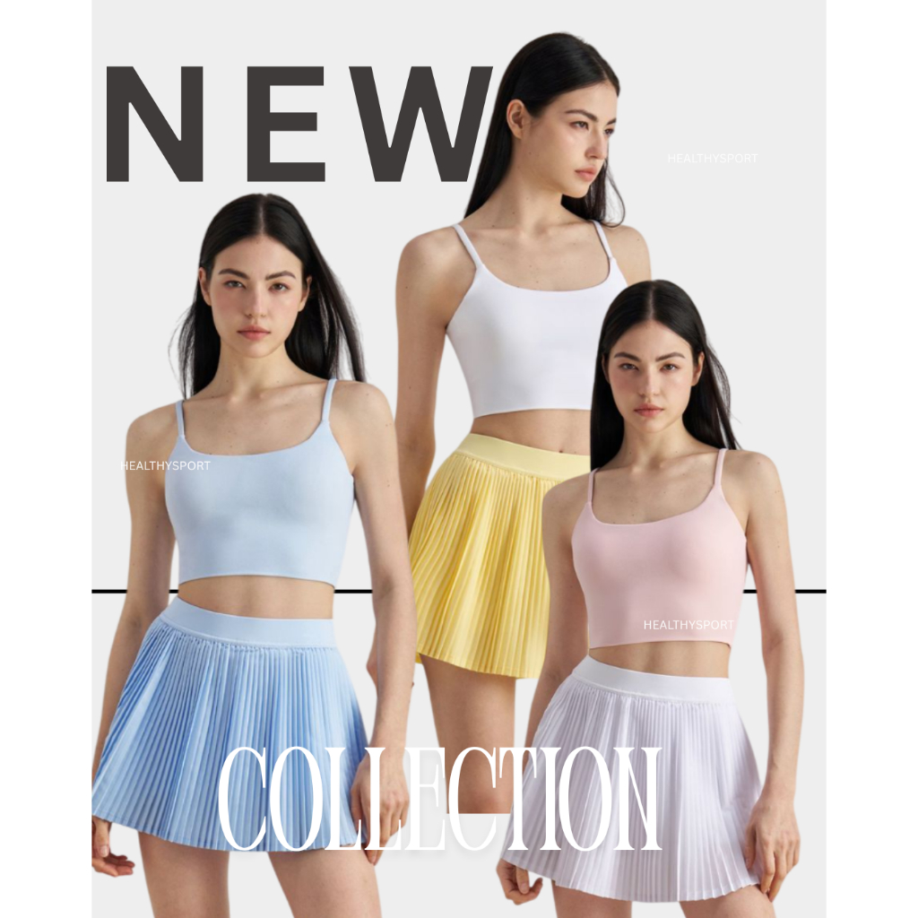 Healthysport Crop Tank Top และกระโปรงจับจีบสําหรับผู้หญิง ล่าสุด 2026 Tennis Padel Gym Etc