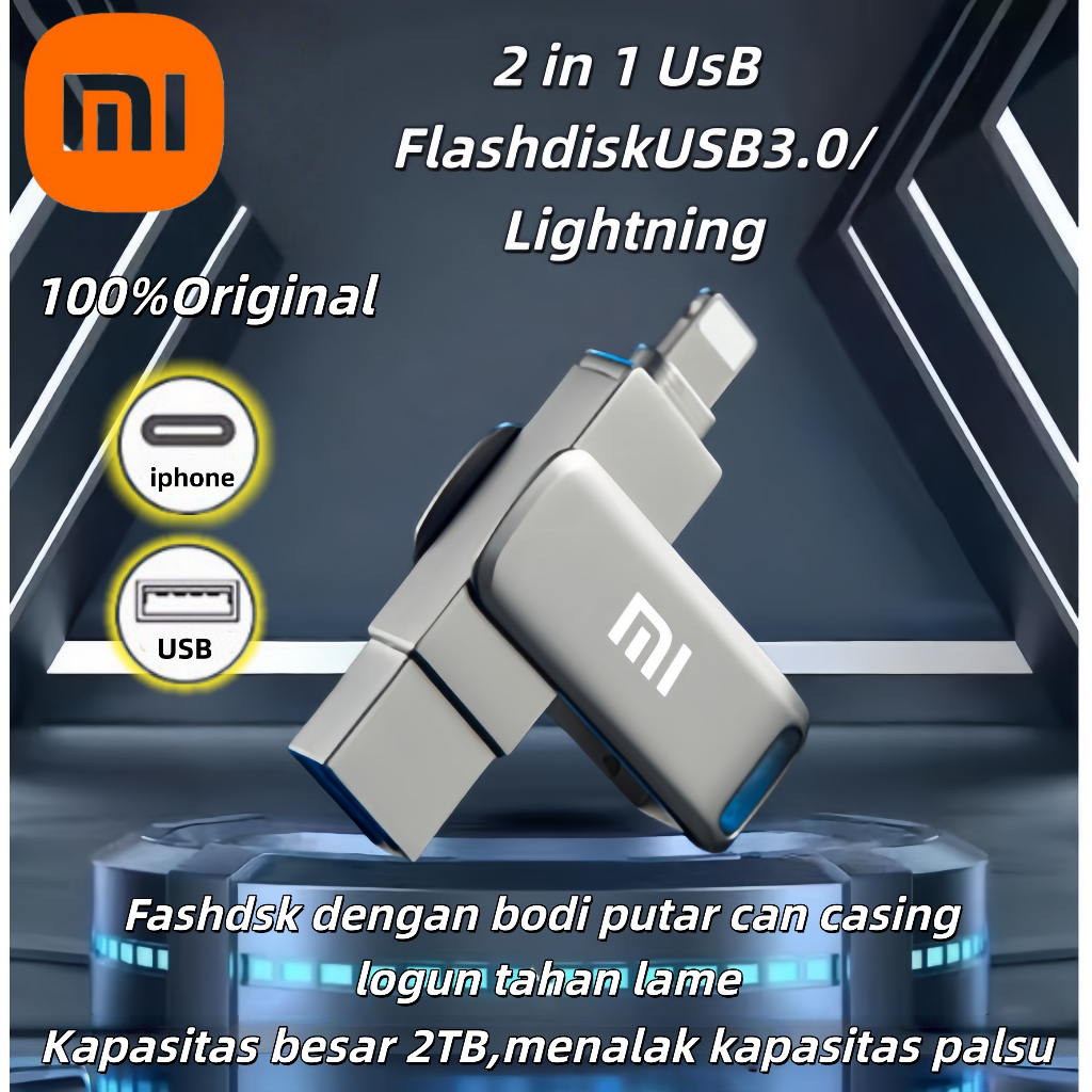 U201 2-in-1 Flashdisk 2TB OTG USB 3.0 – เข้ากันได้กับ iPhone, iOS, iPad และแล็ปท็อป/คอมพิวเตอร์