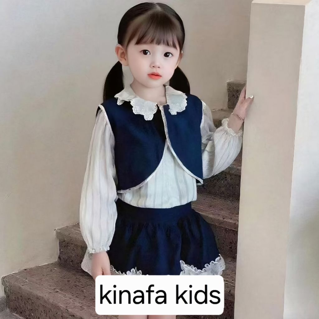 (READY)kinafa - กระโปรงยีนส์ 3in1 3/4t - 7/8t N1021