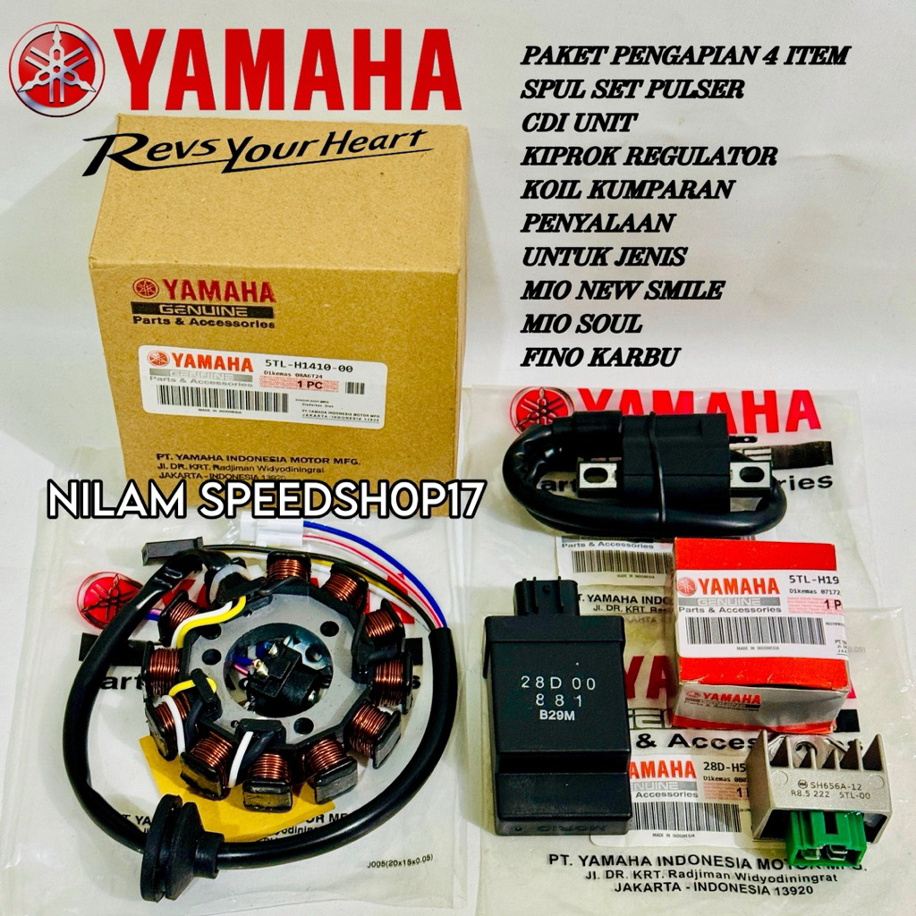 IGNITION PACKAGE 4 ITEMS 28D/5TL YAMAHA MIO NEW SMILE MIO SOUL FINO CARBON ORIGINAL YGP