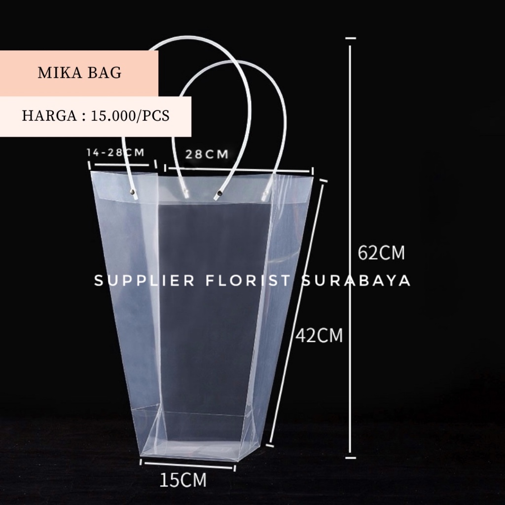 SFS - [กระเป๋า MICHAENT] กระเป๋า MICA ขนาดใหญ่ 28 X 15 X 42 ซม. ถุงกระดาษดอกไม้ BOUQUET TOTEBAG TRAN