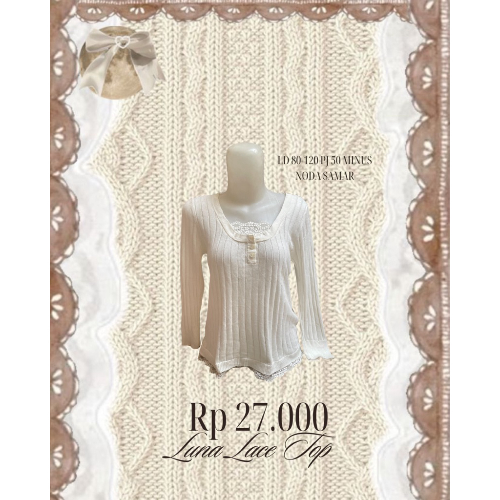 เสื้อลูกไม้ลูน่า | Morikei igari longsleve Shoujou milkmaid coquette วินเทจ jfashioneka hiji