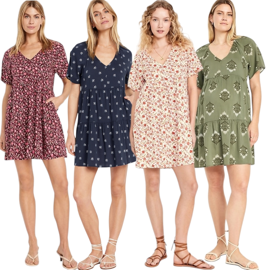 [AMW493] ODN Swing mini v ชุดเดรสคอสําหรับผู้หญิง 4 สี