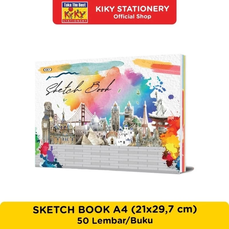 [ 1 ชิ้น ] KIKY A4 DRAWING BOOK 50 แผ่น / KIKY A4 SKETCHBOOK 50 แผ่น (RANDOM MOTIF)