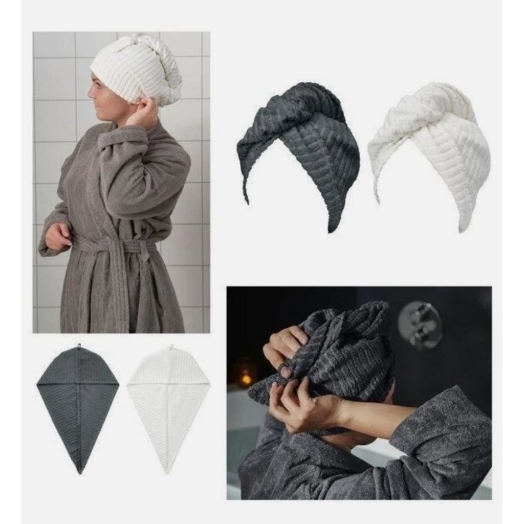 KATUN TRATE ผ้าขนหนูเช็ดผม, ผ้าเช็ดผมแห้ง, ผ้าห่อผ้าเช็ดผม, วัสดุผ้าฝ้ายเทอร์รี่, 2 ชิ้น