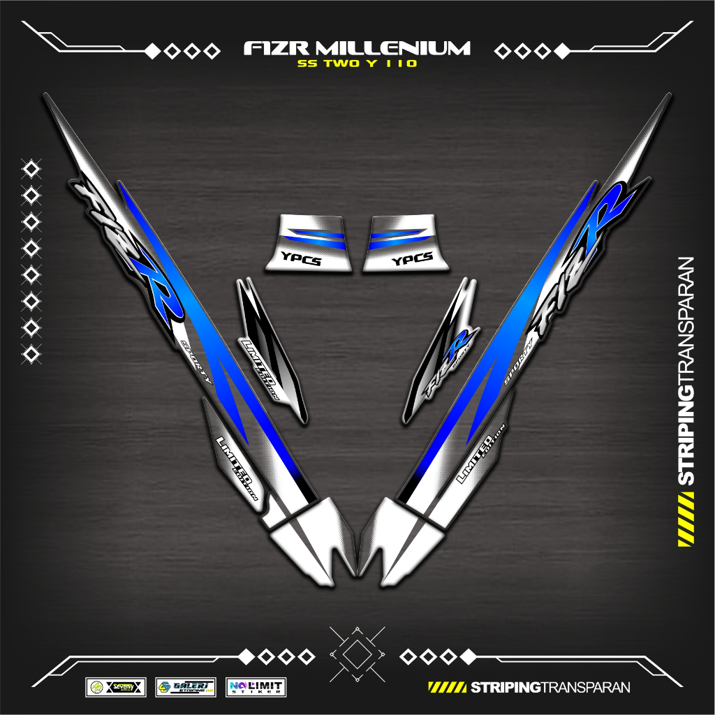 TRANSPARENT STRIPING UV F1ZR MILLENIUM MOTIF K14 สติ๊กเกอร์ YAMAHA F1Z R สติ๊กเกอร์ใส VARIATION FIZR