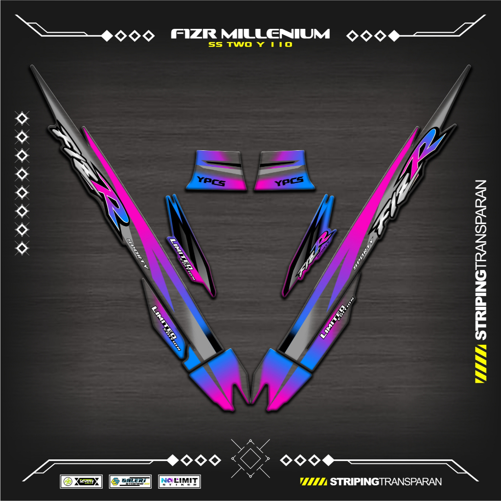 TRANSPARENT STRIPING UV F1ZR MILLENIUM MOTIF K15 สติ๊กเกอร์ YAMAHA F1Z R สติ๊กเกอร์ใส VARIATION FIZR