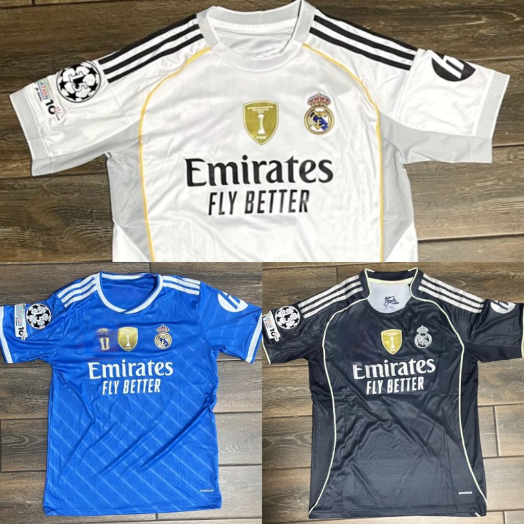 MADRID HOME AWAY FOOTBALL JERSEY 3RD 2025/2026 FULLPATCH UCL