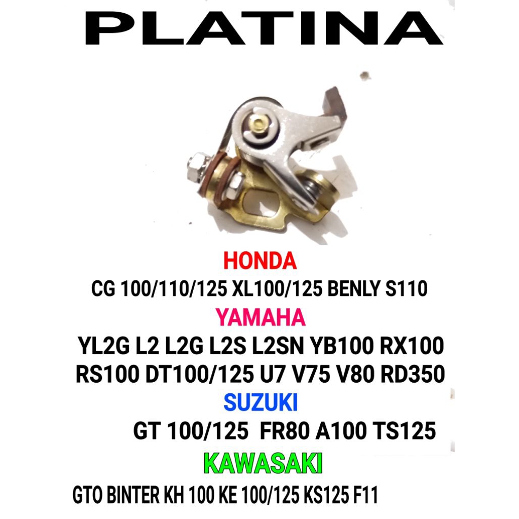 PLATINA MOTORCYCLE YAMAHA YL2 L2G L2S L2SN YB 100 RX 100 RX100 RS 100 DT DT100 U7 V75 V80 RD350
