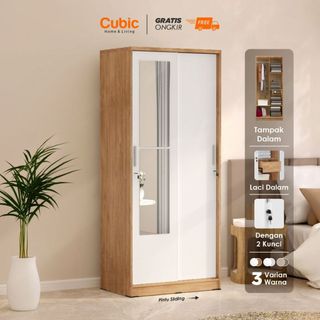 Cubic Lemari Pakaian Sliding Cermin Minimalis - LUNA SL 80