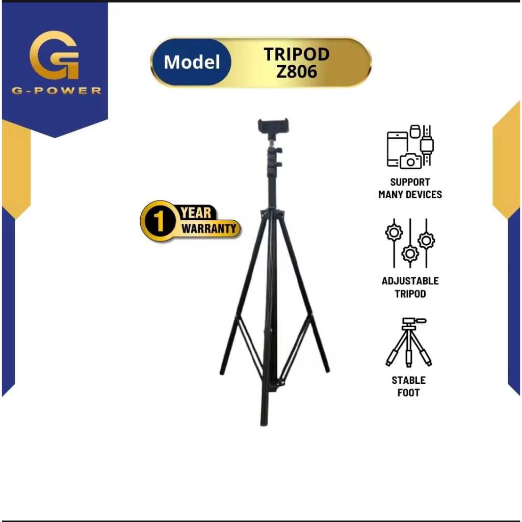 G-POWER Z-806 ขาตั้งกล้องโทรศัพท์มือถือสําหรับสตรีมมิ่งสด 2.1 เมตร Live Selfie Stick ขาตั้งกล้อง