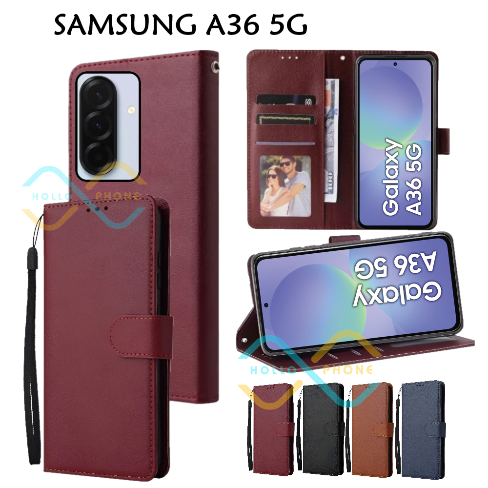 Flip Case Samsung A36 5G Wallet Leather Case Premium Casing Hp Samsung A36 5G