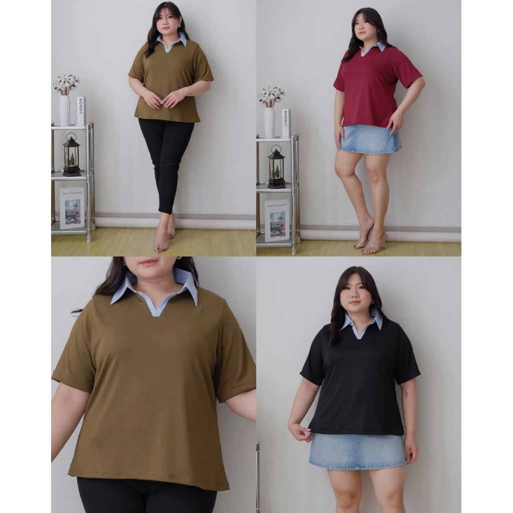 Wiwi Plain Blouse - เสื้อจัมโบ้ - เสื้อเบลาส์ไซส์ใหญ่ - เสื้อจัมโบ้