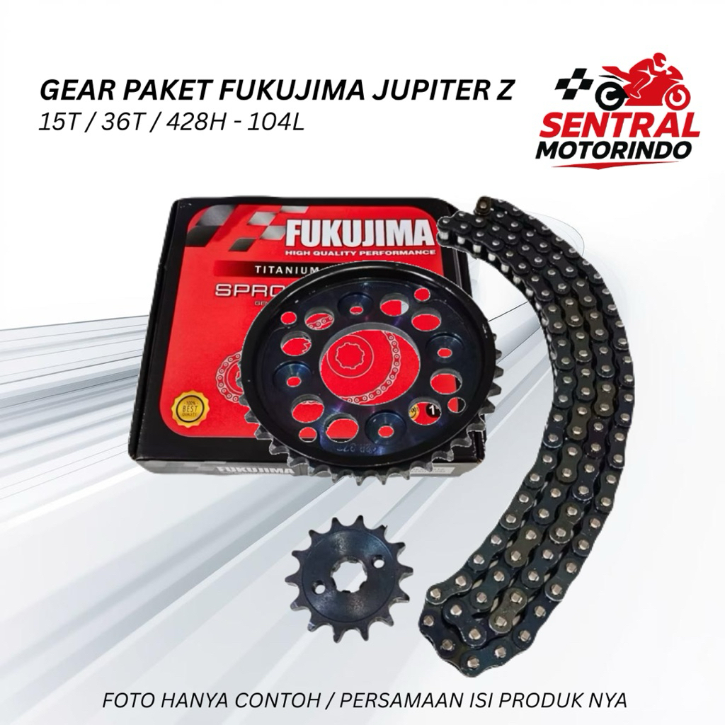 ชุดเกียร์มอเตอร์ Jupiter Z FUKUJIMA 15T 36T 428HG-104L ชุดโซ่เดิม