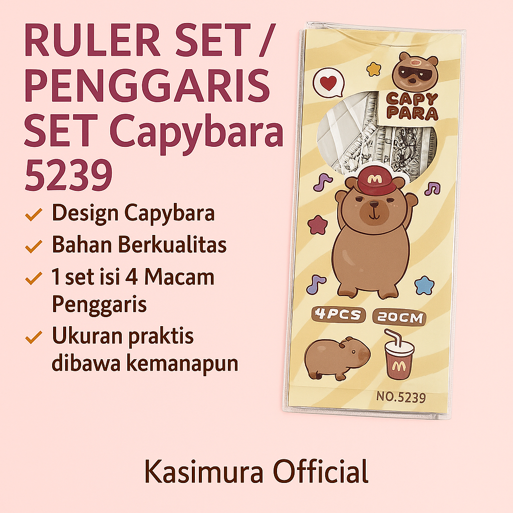 RULER SET CAPYBARA 20CM 5239 / ชุดเส้น / RULER SIZE 2OCM / RULER SET 20CM