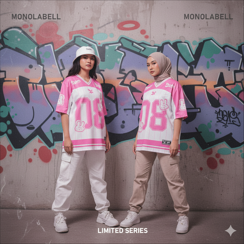 MONO LABELL Womens Vintage Oversize Jersey Retro Casual ล่าสุด Premium Vintage Retro Rugby ล่าสุด