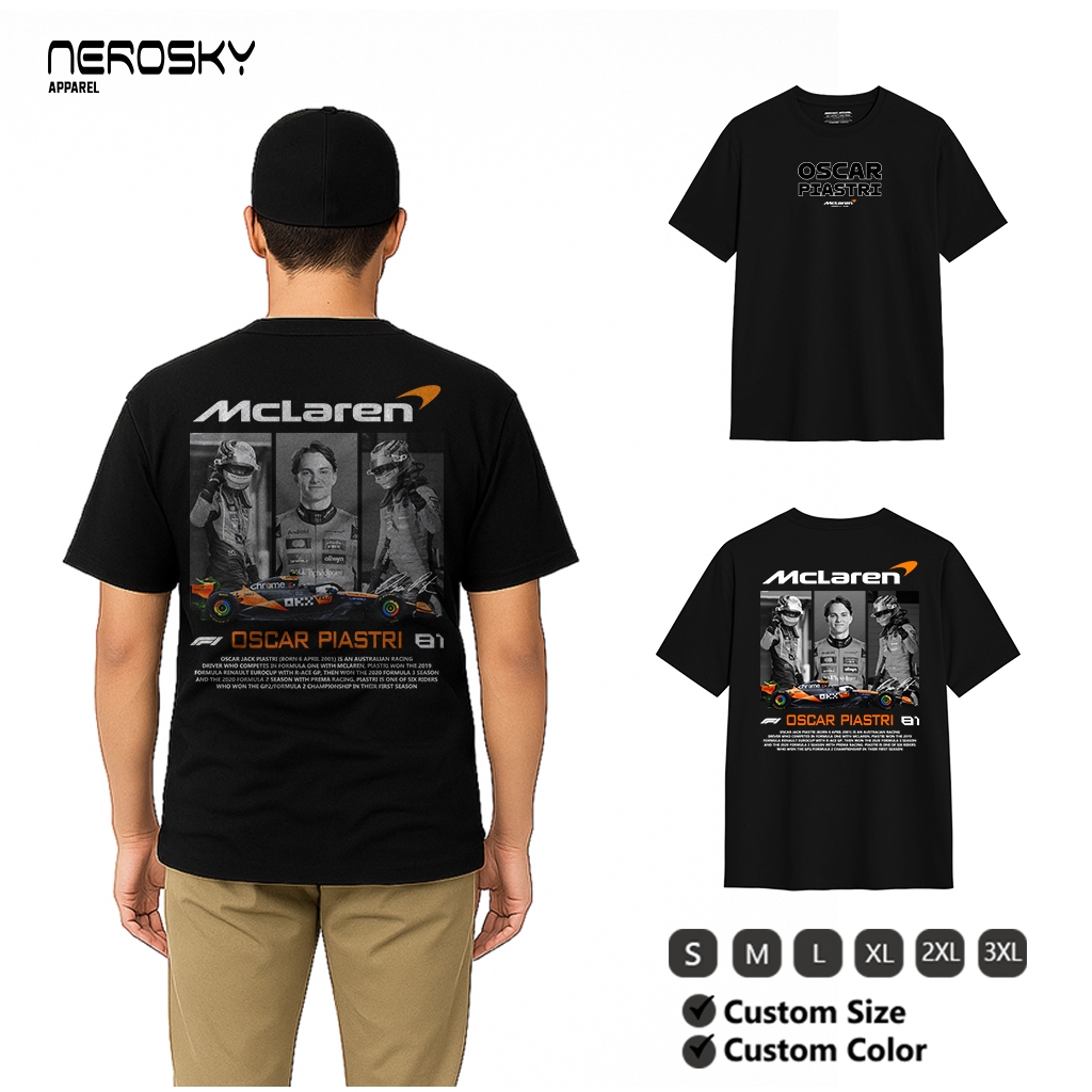 เสื้อยืด OSCAR PIASTRI FORMULA 1 24S PREMIUM COTTON COMBED TYPE 30