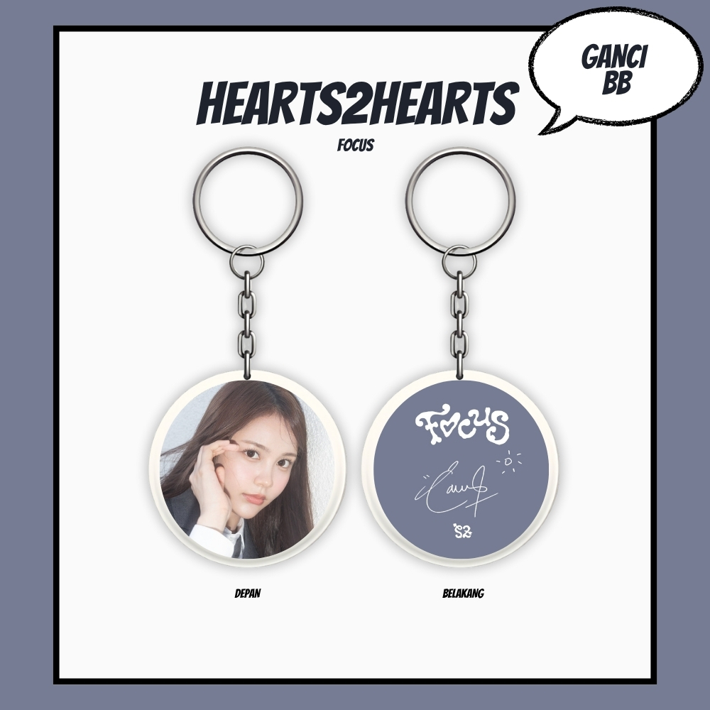 GANTUNGAN KEYCHAIN HEARTS2HEARTS FOCUS REVERSIBLE KEYCHAIN KPOP KEYCHAIN UNOFFICIAL H2H CARMEN JIWOO