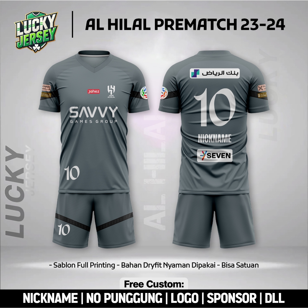 เสื้อฟุตบอล Al Hilal Prematch Premium 2023 - 2024 [ชื่อและหมายเลขฟรี]