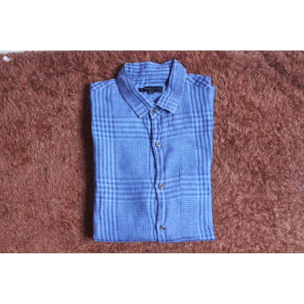 KEMEJA เสื้อเชิ้ตแขนยาวเท่ๆ "NormanFrench" คอตตอนเมตรial ไซส์ M อกกว้าง 54 ซม. ยาว 60. เนื้อบาง