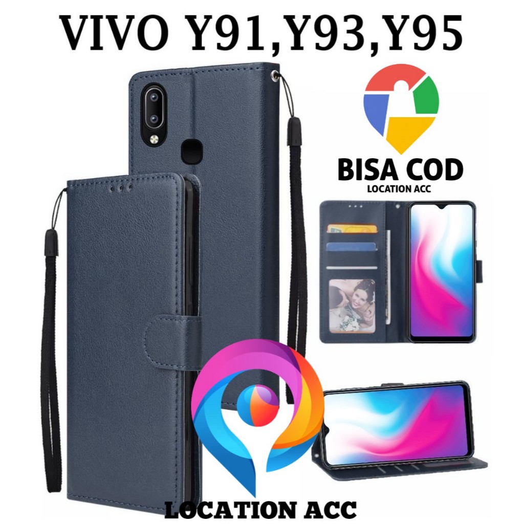 VIVO Y91 | Y93 | Y95 FLIP LEATHER CASE PREMIUM - FLIP WALLET CASE LEATHER สําหรับ VIVO Y91 | Y93 | Y