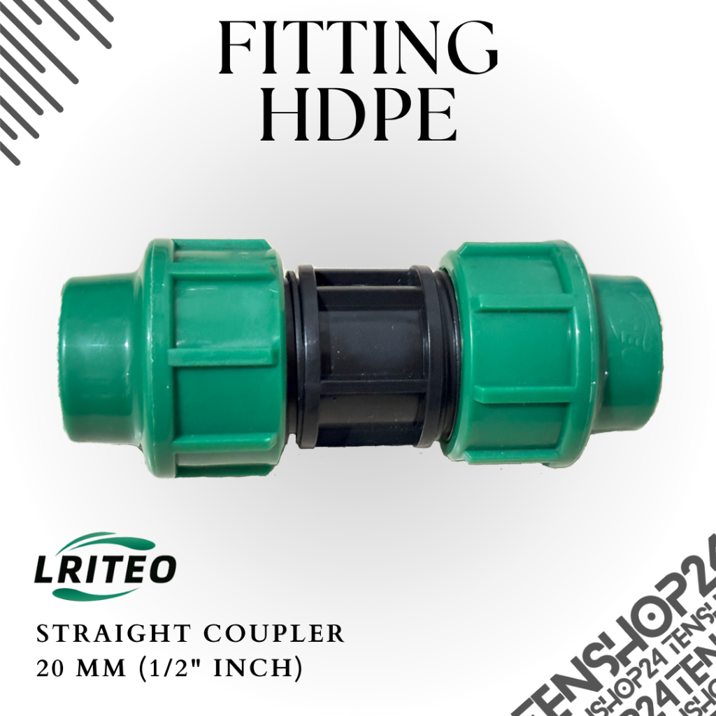 ข้อต่อข้อต่อตรง HDPE / ซ็อกเก็ตตรง HDPE ยี่ห้อ LRITEO - 20 มม. (1/2") การเชื่อมต่อท่อ HDPE