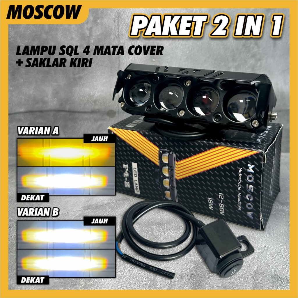 MATA TOMBOL SQL LED SPOTLIGHT แพคเกจ 4 EYES ORIGINAL MOSCOW SUPER BRIGHT IRON BODY 12-80V DC CURRET 