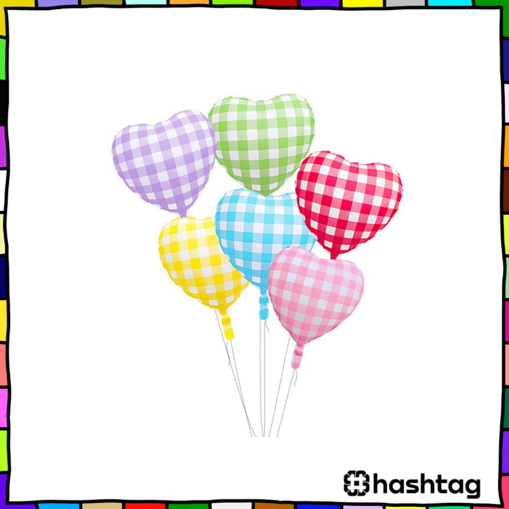 Hastag_iD Love Heart ลูกโป่งฟอยล์ลายทางสี่เหลี่ยม Y3895