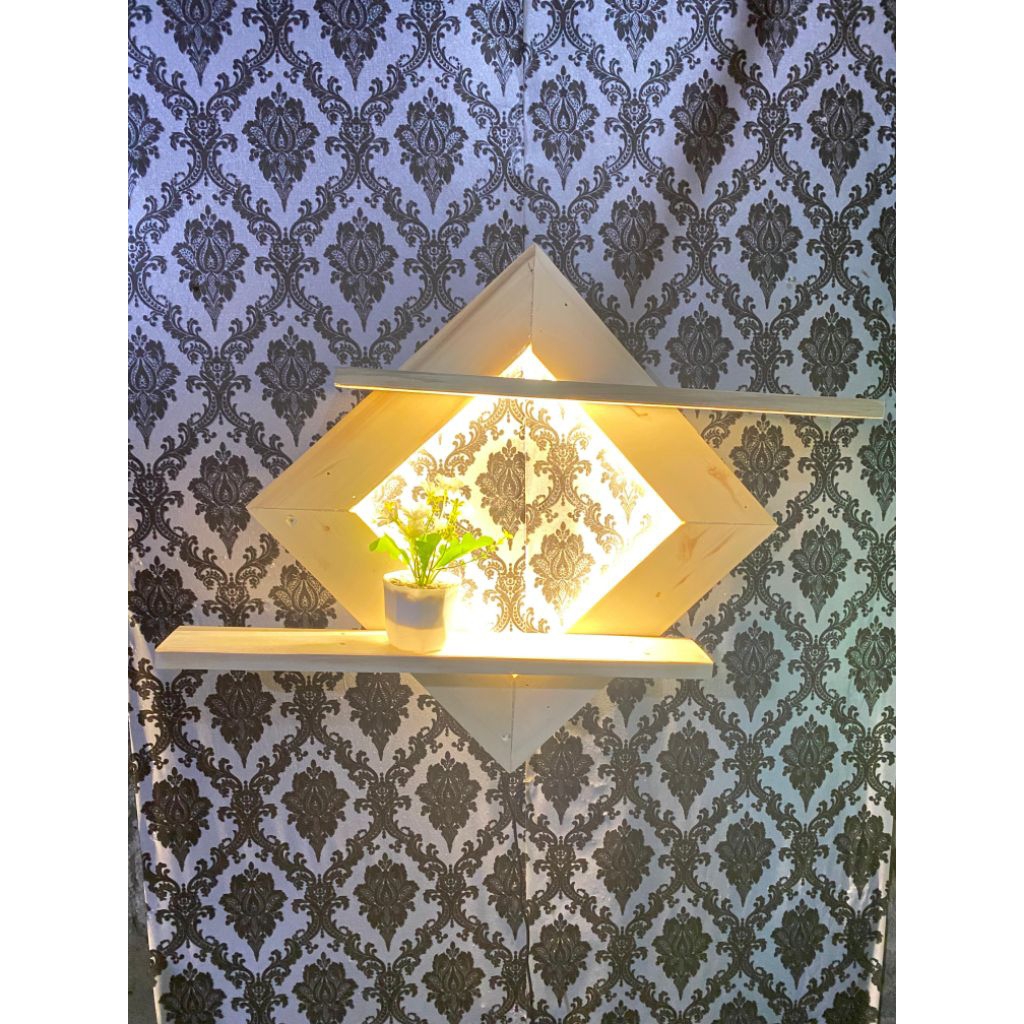 Aesthetic Wooden Hanging Led Wall Shelf