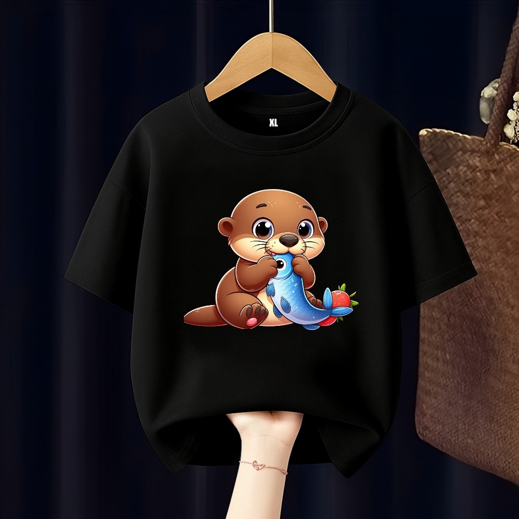 OTTER CUTE CHILDRENS เสื้อยืด OTTER ANIMAL CUTE FREE CUSTOM NAME