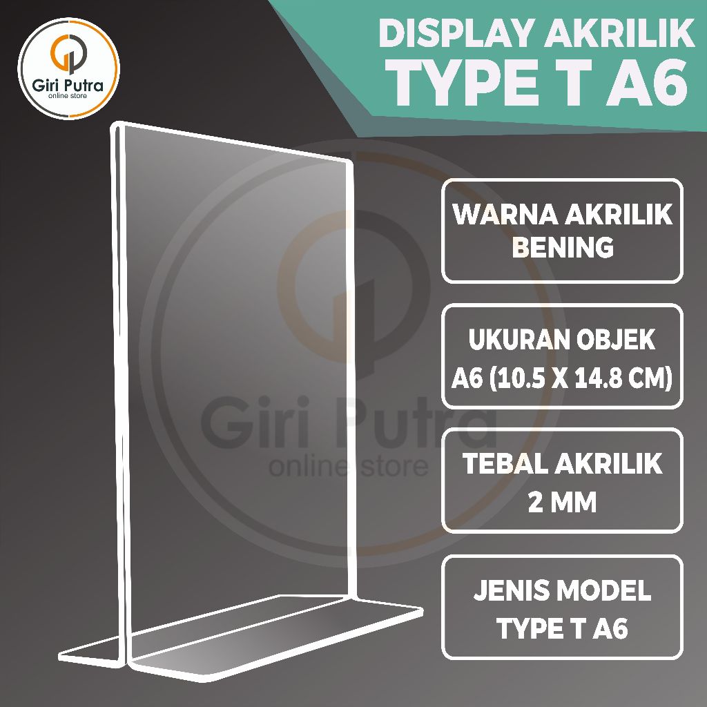 ACRYLIC / A6 TYPE T BROCCURE DISPLAY / QRIS A6 STAND / A6 TYPE T จอแสดงผล ACRYLIC