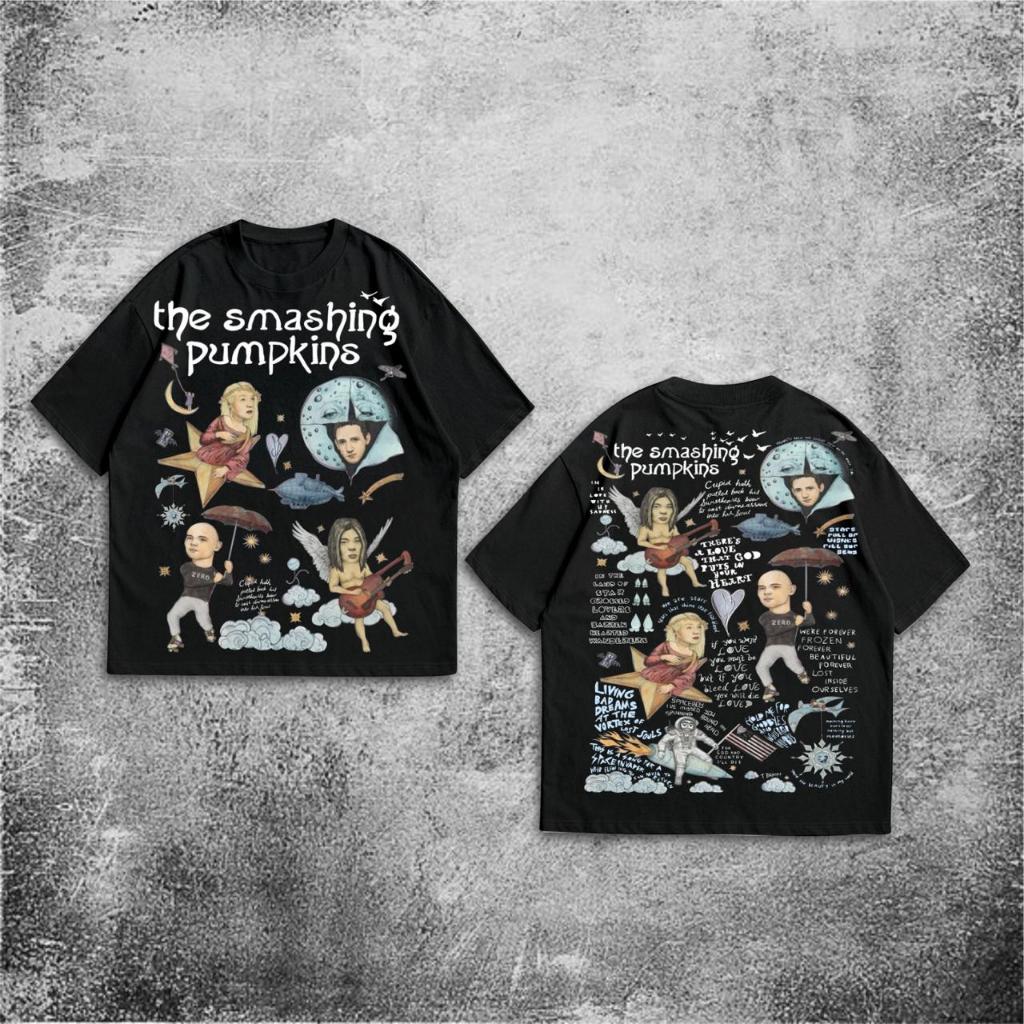 P&B เสื้อยืด Oversize The Smashing Pumpkins - เสื้อยืด Smashing Pumpkins สีดําขนาดใหญ่ 20s