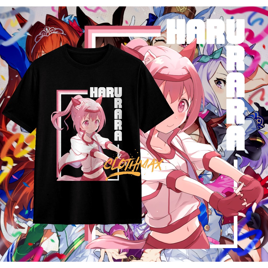 เสื้อยืดผู้ใหญ่ Uma Musume Tshirt Haru Urara Pretty Derby Game Premium Maruzensky Unisex