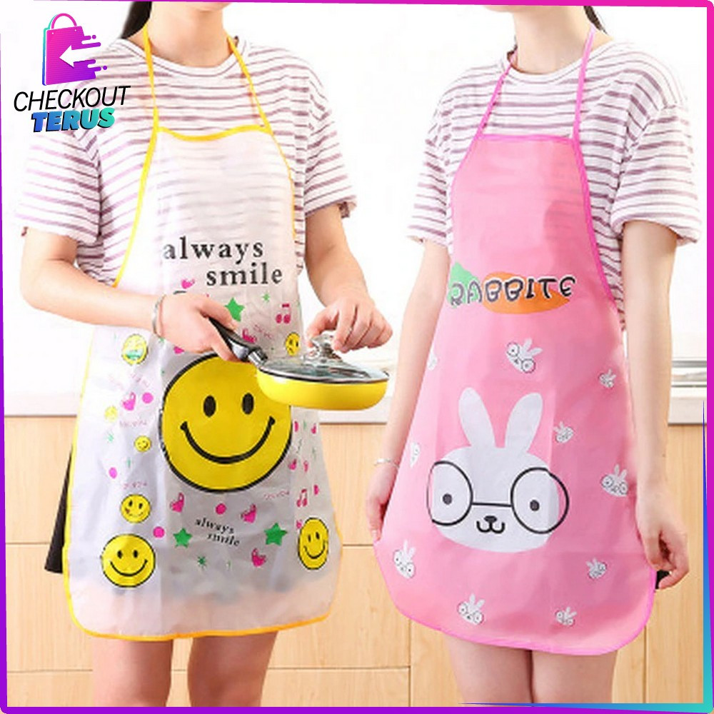 EC CT C135 ผ้ากันเปื้อนทําอาหารกันน้ําน่ารักการ์ตูนตัวอักษรผ้ากันเปื้อนครัวกันน้ําและกันน้ํามันผ้ากั