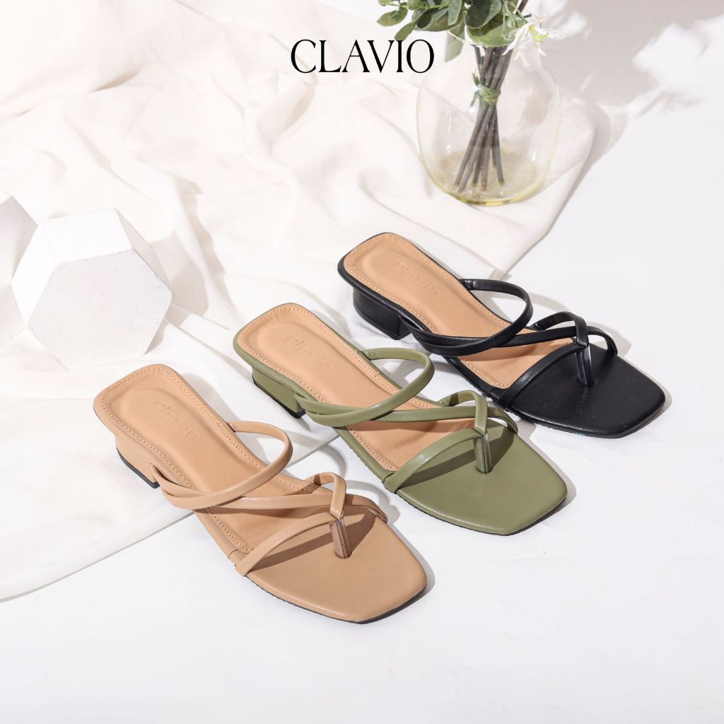 Clavio Ofelia รองเท้าแตะผู้หญิง 3 ซม.ส้นแบน Elegant Soft Casual
