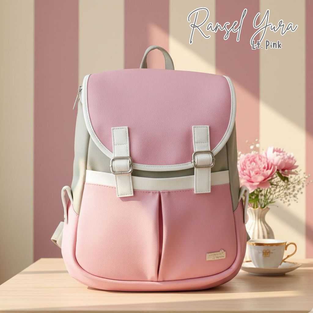 Rumahwarna Backpack with Laptop slot Size 30 x 10 x 39 cm Yura Lt Pink