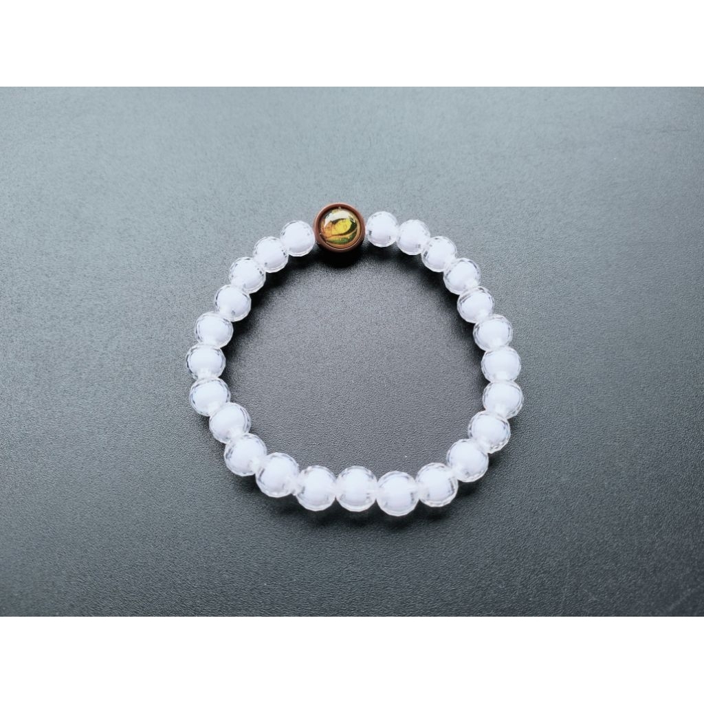 G619 CATHOLIC CHRISTIAN SPIRITUAL BRACELET CLEAR WHITE MOTE WORLD BALL LANTERN 8MM