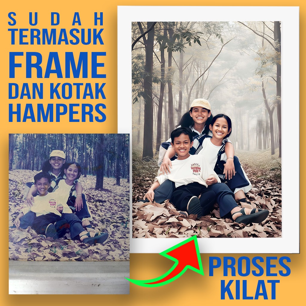 ของขวัญวันเกิด Memories Restoration Photo Edit Any Photo PRINT PHOTO + กรอบแก้ว A4 20x30 ซม.