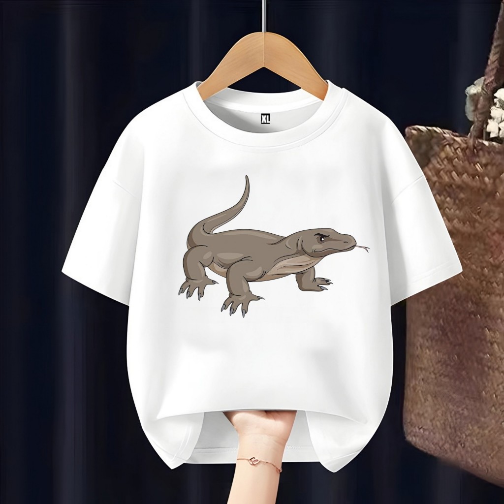 KOMODO DRAGON CARTOON CHILDRENS เสื้อยืดฟรี CUSTOM NAME