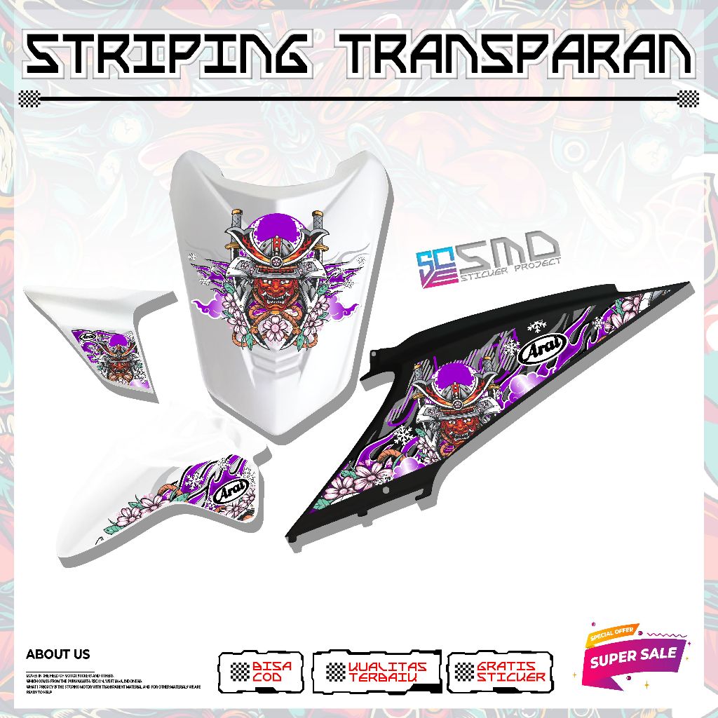 แถบตัวแปรสําหรับ HONDA BEAT CARBON ARAI COOL SIMPLE STICKER