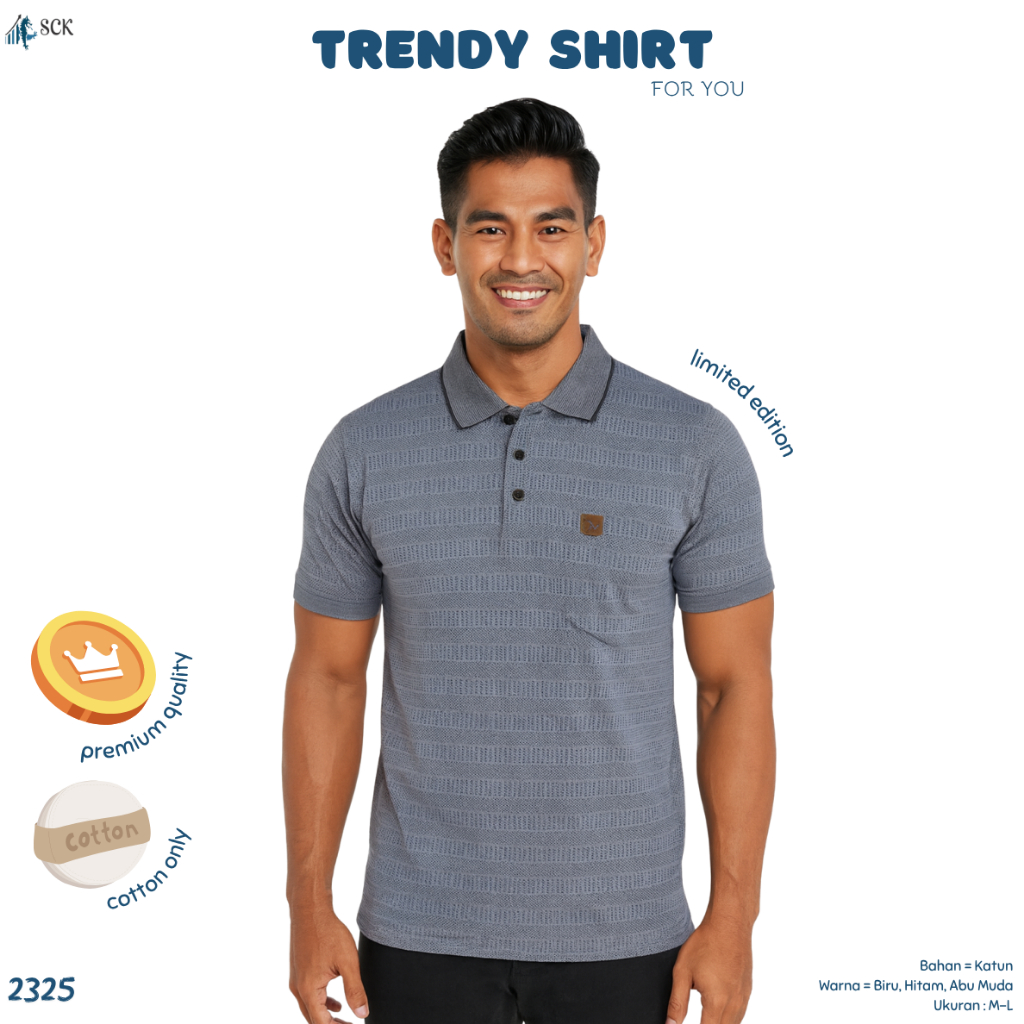 PICASSO เสื้อยืดคอปกผู้ชาย 3G23.25Y / เสื้อวัยรุ่นผู้ใหญ่ธรรมดา ML- SCK