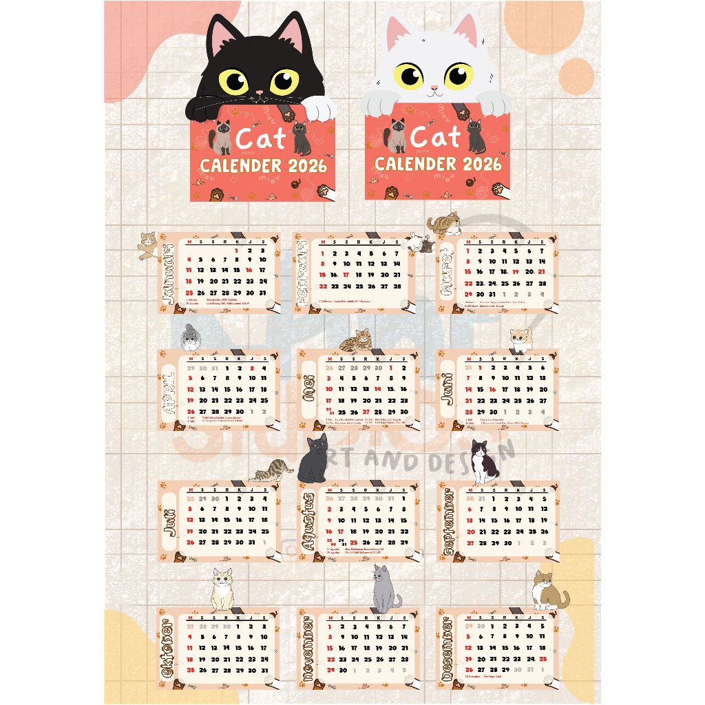 ปฏิทินแมวจิ๋ว 2026 | ปฏิทินตัวอักษรตามสั่ง