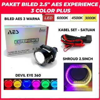 Paket Komplit Biled Aes Experience 3 warna Plus All Weather 2.5 inch 60 Watt Motor Mobil Universal Harga satuan original bull aes I1111