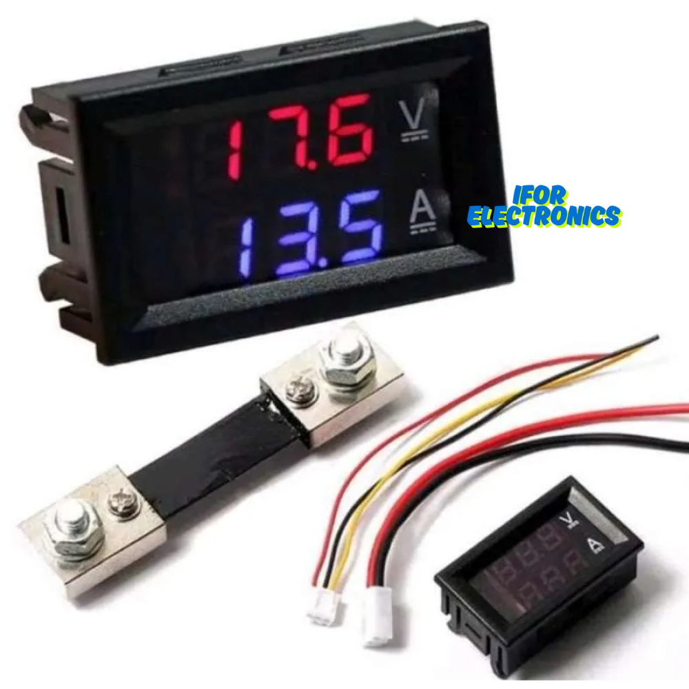 Combo DC Voltmeter Ampere Meter 100V 50A Voltampere Meter + Sunt Power Supply วัด