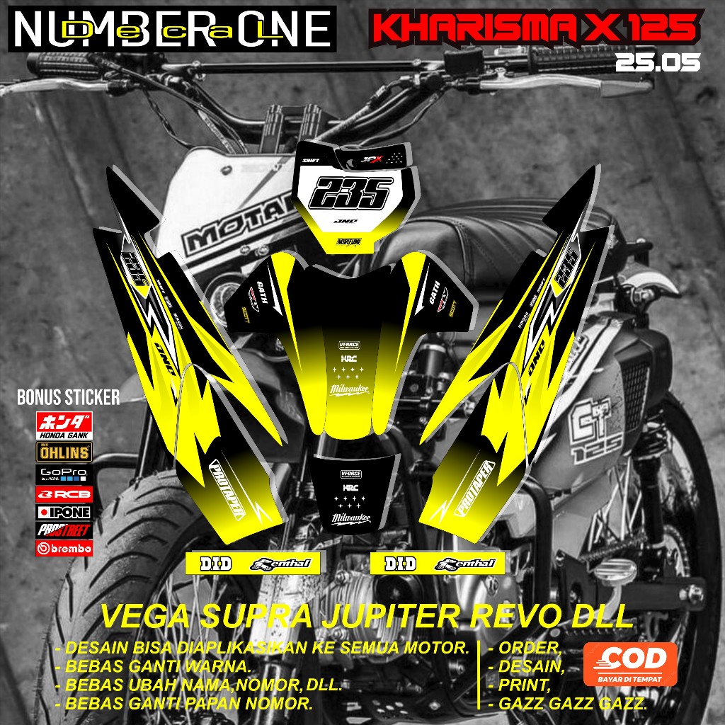 สติ๊กเกอร์ RBT KHARISMA X 125 MOTOR RBT BEBEK MODIF SUPERMOTO YZ CRF KLX KX KTM RBT รหัส 25.05