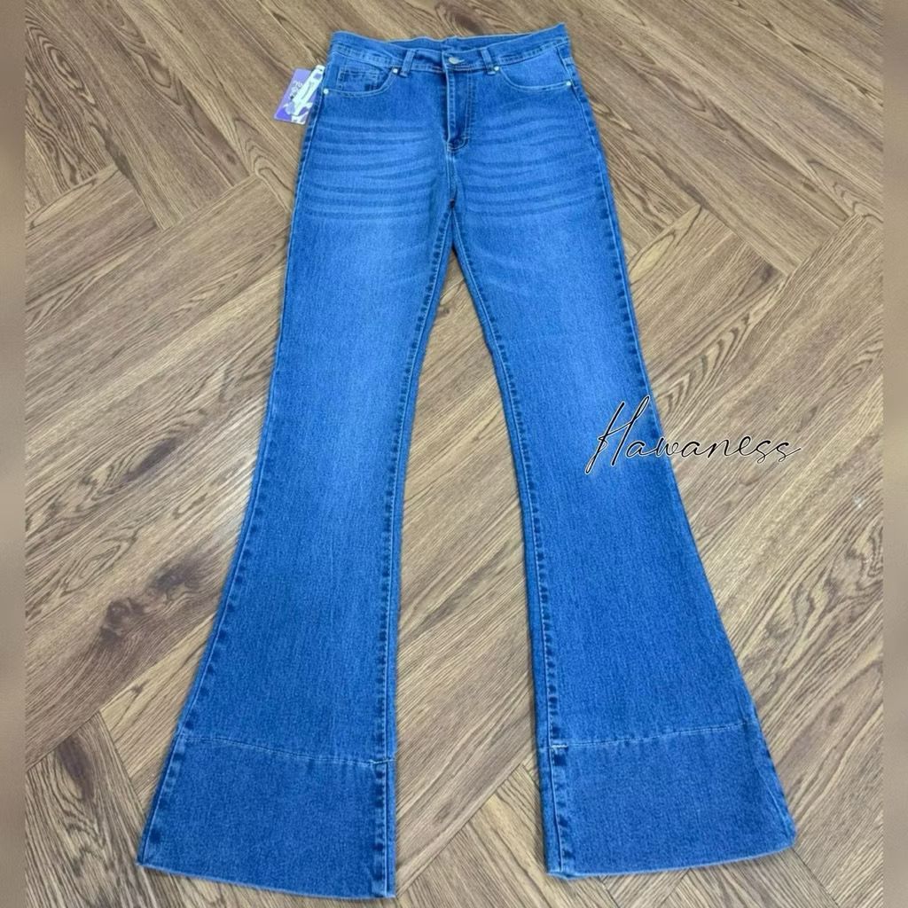 LP 79-83 P 103 JENNIE CUTBRAY กางเกงยีนส์ HIGWATI ขาขนาดใหญ่ FOLDS STRECHT กางเกงยีนส์สําหรับผู้หญิง